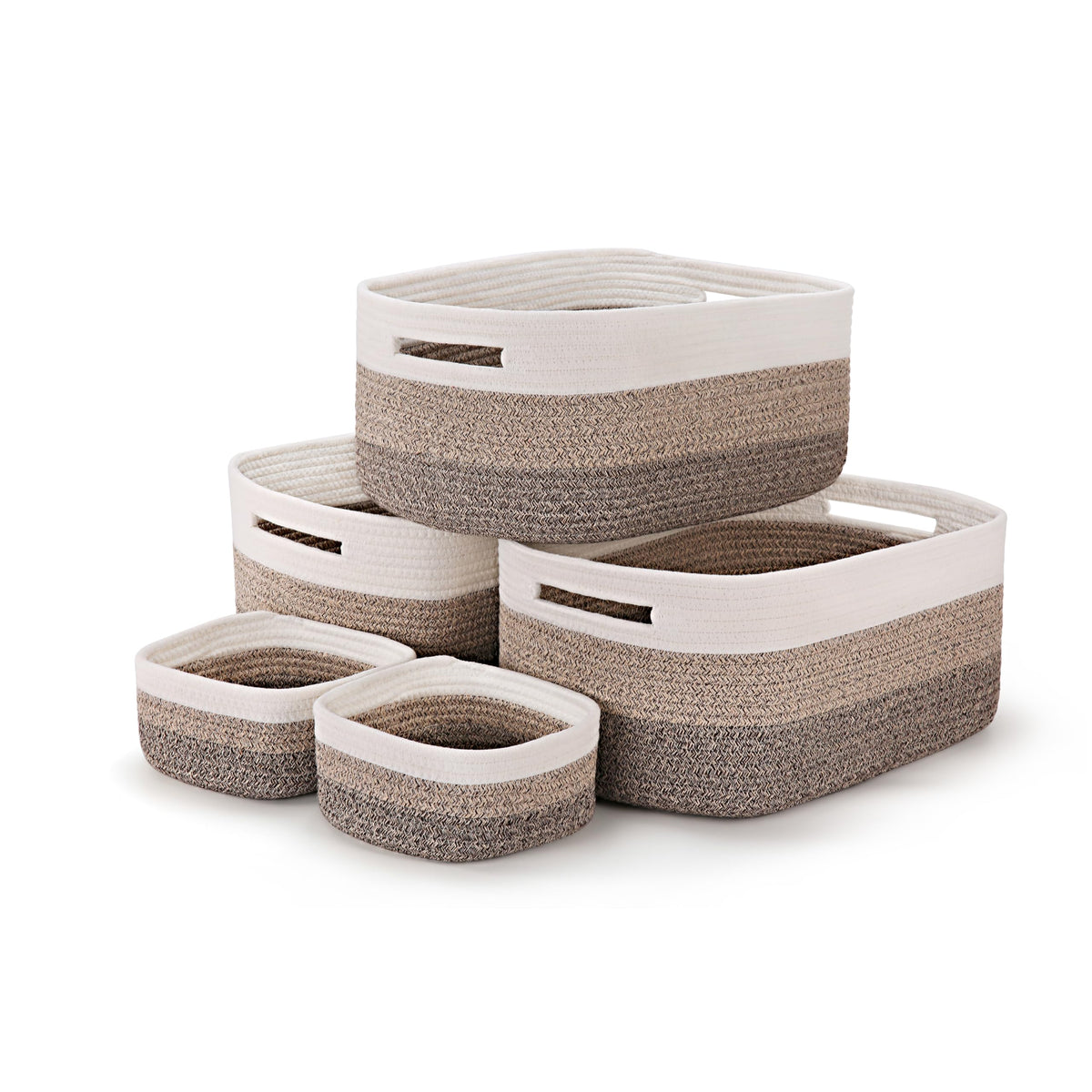 5 Pack Storage Baskets for Shelves, 17"x13"x7.5" & 7"x7"x3.5"