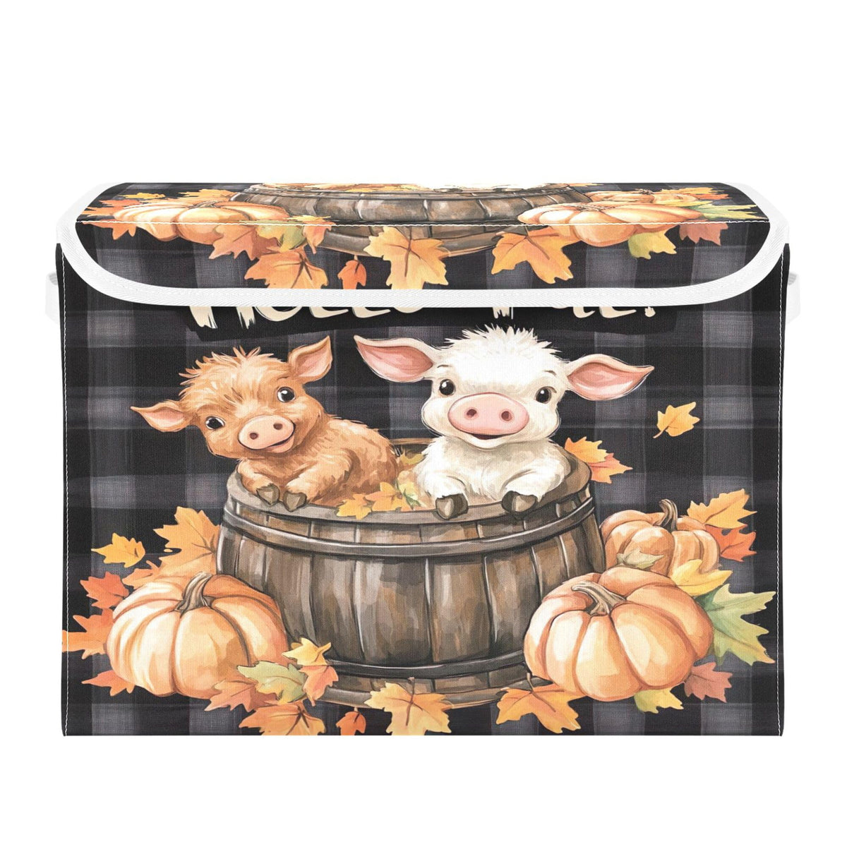 Vintage Colorful Herbs and Wild Flowers Floral Storage Bins with Lids and Carrying Handle,Foldable Storage Boxes Organizer Containers Baskets Cube with Cover for Home Bedroom Closet Office