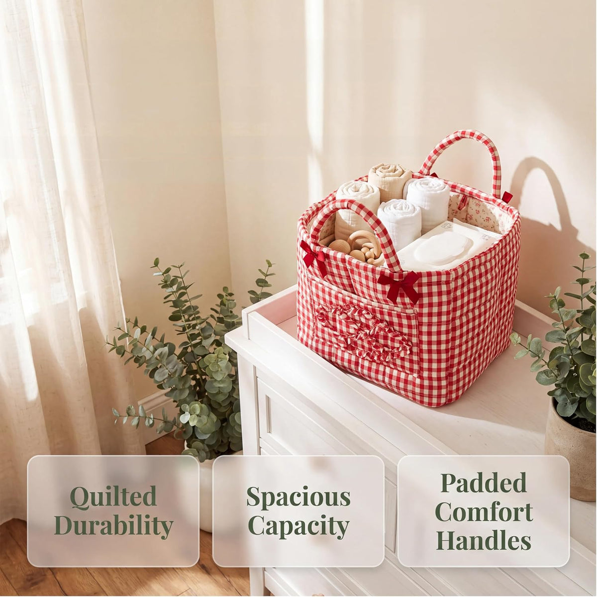 Quilted Laundry Basket with Handles—For Home, Picnics, and the Office