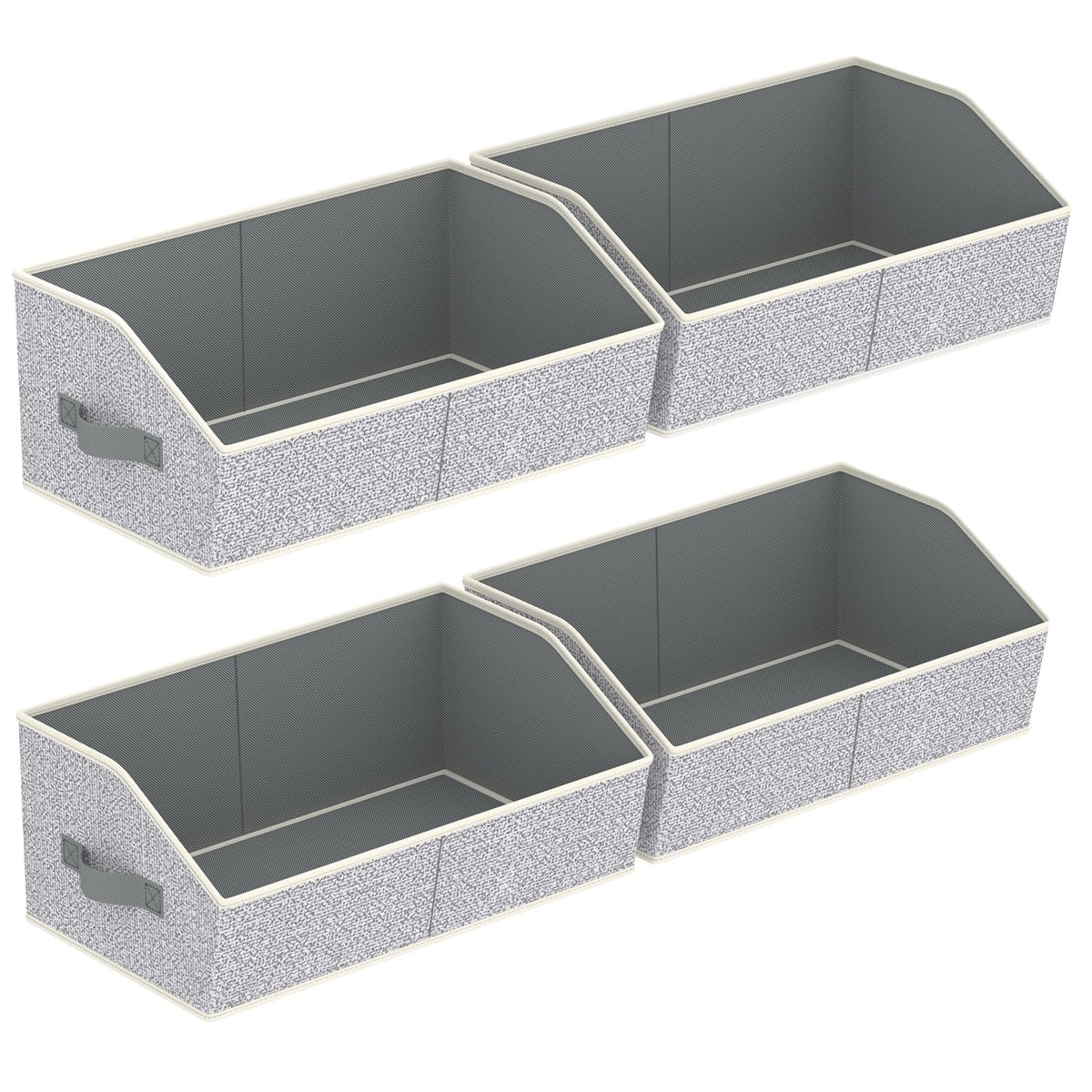 Homsorout Closet Organizers Bins 6 Packs - Large Closet Shelf Organizer with Handles, Fabric Trapezoid Storage Bins, Collapsible Storage Cubes for Clothes, Towels, Light Gray