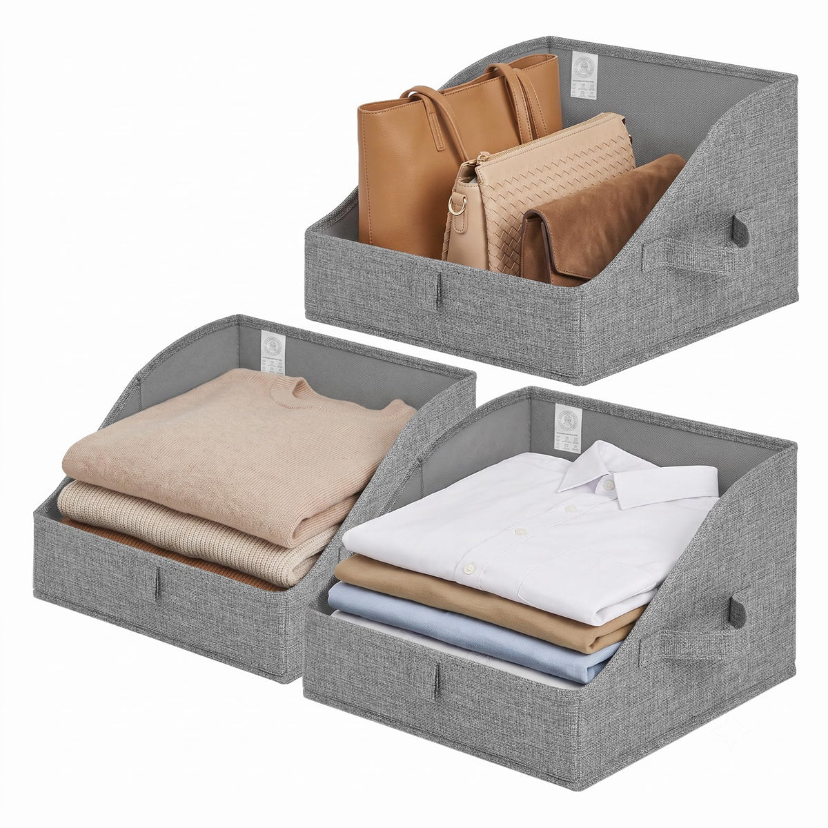 GRANNY SAYS Purse Organizer for Closet, Large, Gray, 3-Pack