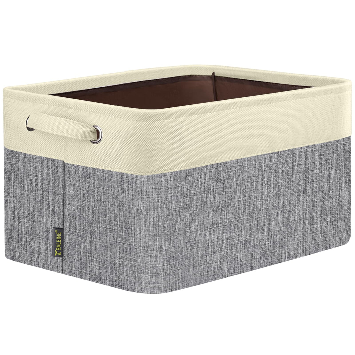 BALEINE 3 Pack Fabric Closet Storage Bins for Shelves, Linen Closet Organizers and Storage, Decorative Baskets for Organizing, Shelf, Clothes, Home, Office (Grey, 15"x11"x9.5")
