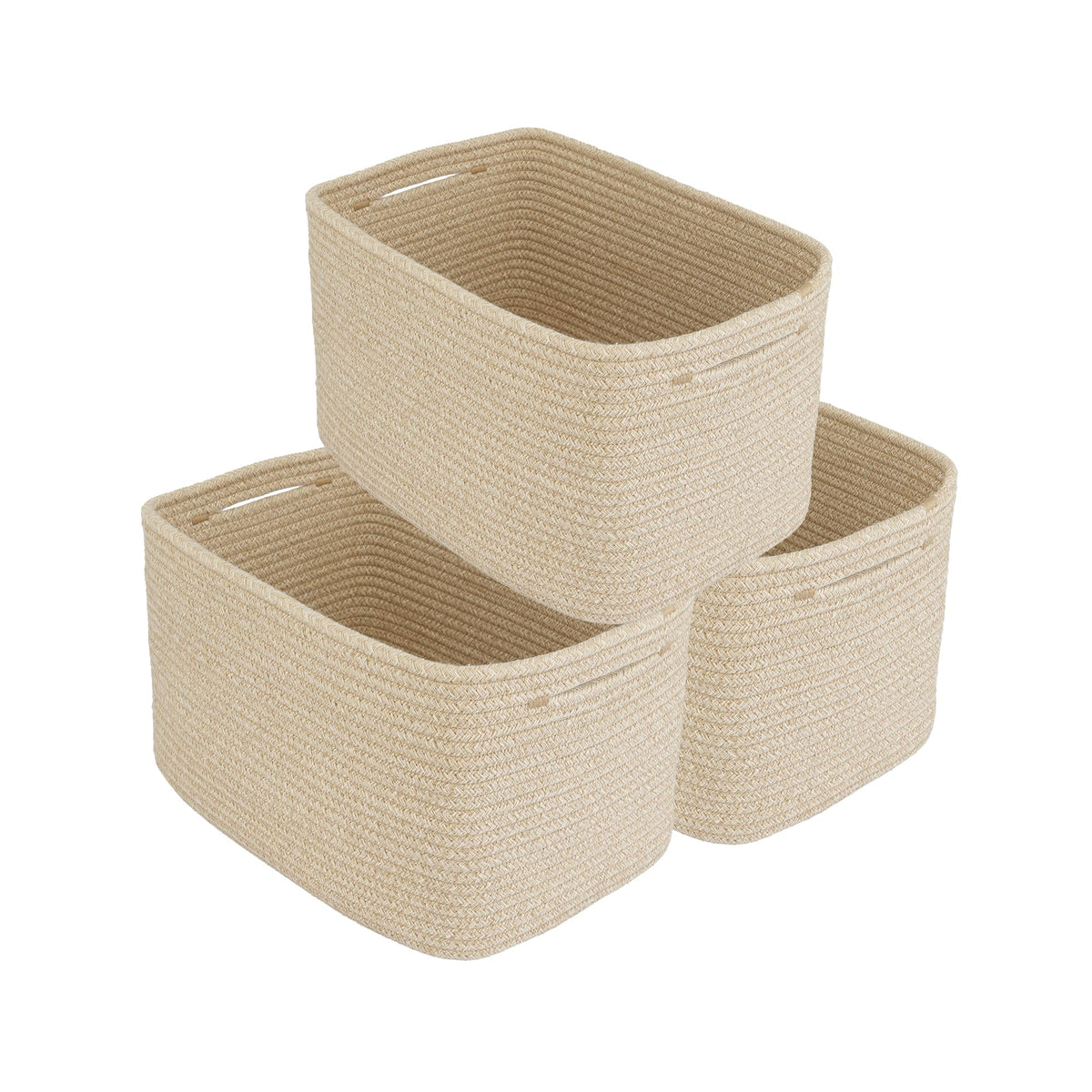 XUANGUO Woven Cotton Rope Storage Baskets 15x10x9.3" 3 Pack Dark Green