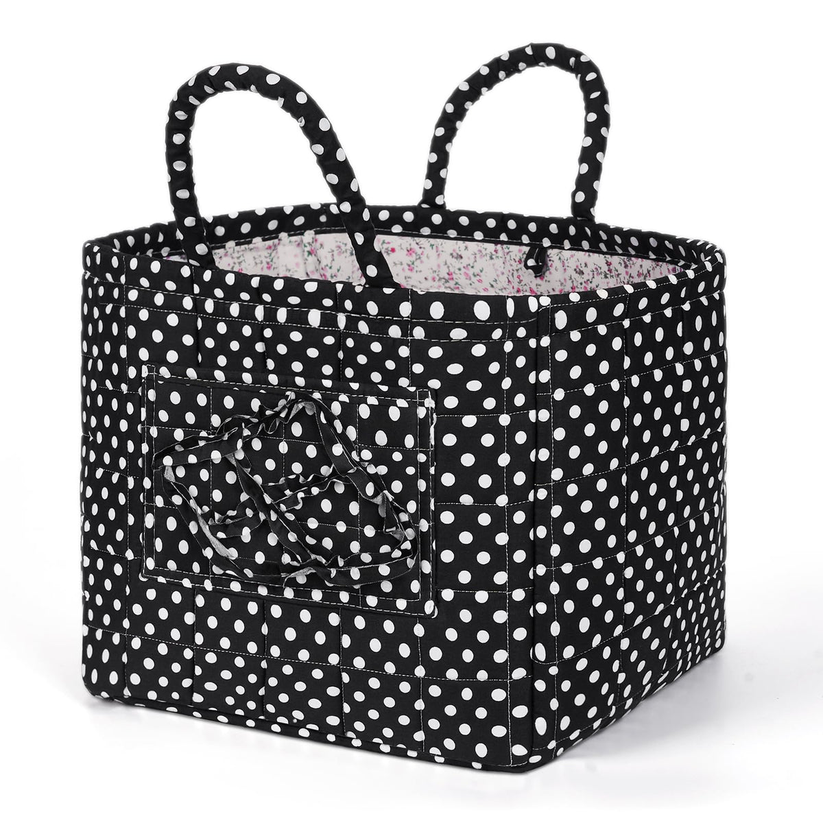 Floral Fabric Storage Basket Car Interior Storage Basket Underwear Sundries Laundry Baskets Supplies Home Organizer Bag (Red plaid)