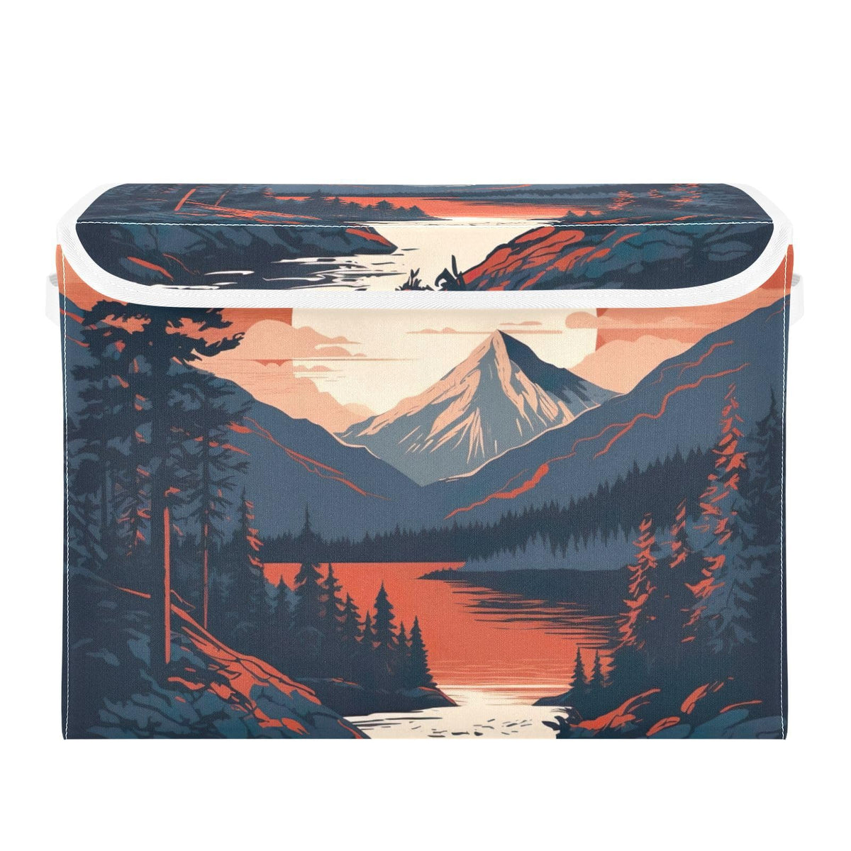 Vintage Colorful Herbs and Wild Flowers Floral Storage Bins with Lids and Carrying Handle,Foldable Storage Boxes Organizer Containers Baskets Cube with Cover for Home Bedroom Closet Office