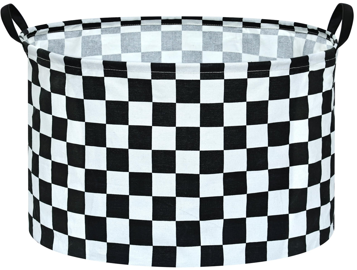 MAIZMZ Sage Checkered Storage Basket Extra Large 80L Kids Hamper Baby Laundry Basket Waterproof Toys Car Organizer Collapsible Canvas for Home/Dorm/Pet/Office/Closet/Shelf/Gift Baskets