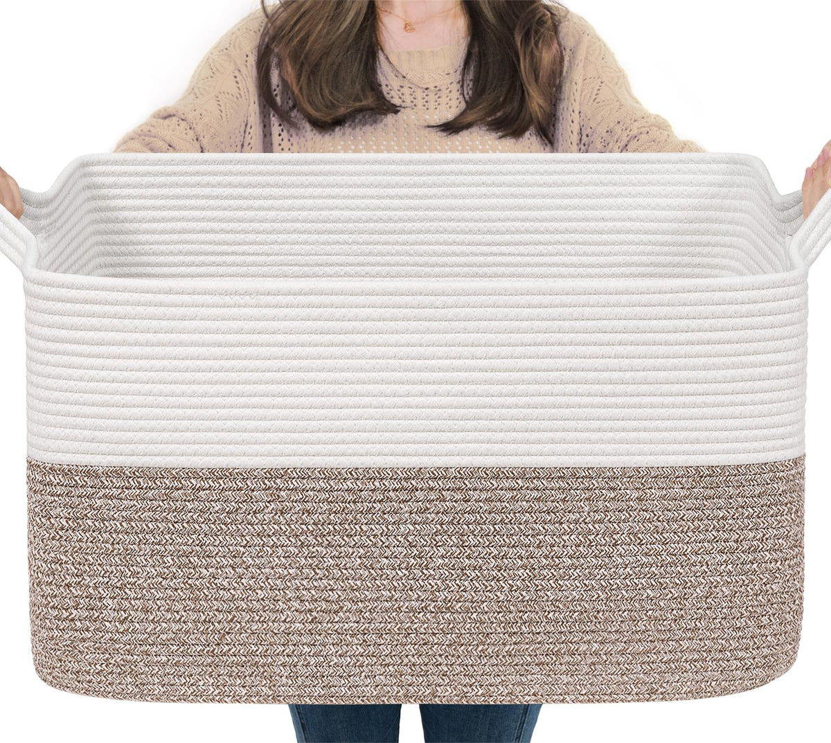 Goodpick Woven Storage Basket for Shelves, 13" x 10" x 9", Black Jute