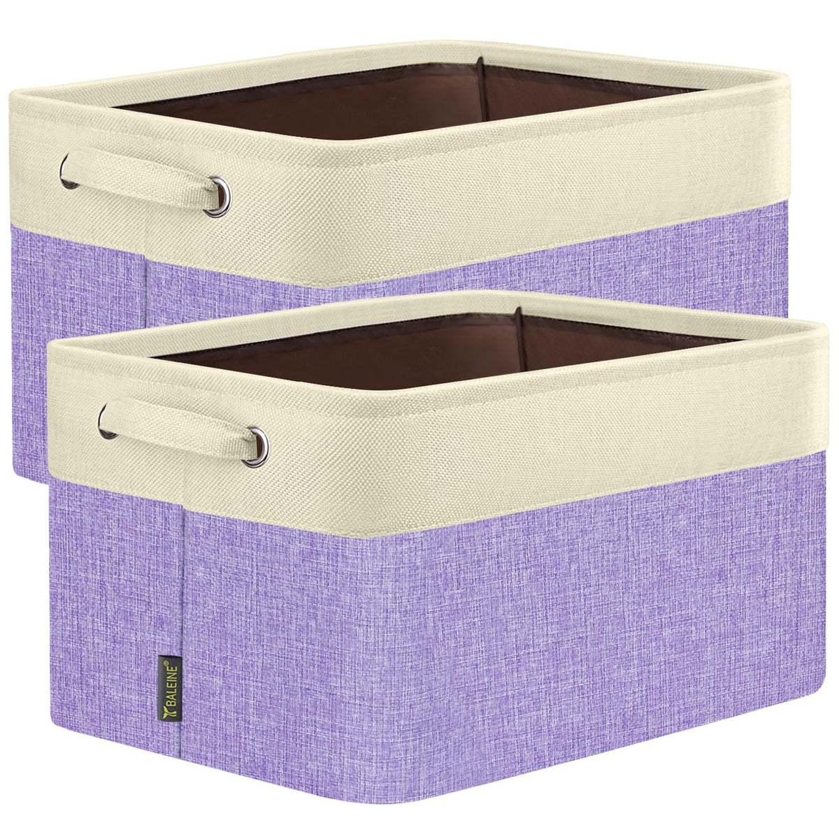BALEINE 3 Pack Fabric Closet Storage Bins for Shelves, Linen Closet Organizers and Storage, Decorative Baskets for Organizing, Shelf, Clothes, Home, Office (Grey, 15"x11"x9.5")