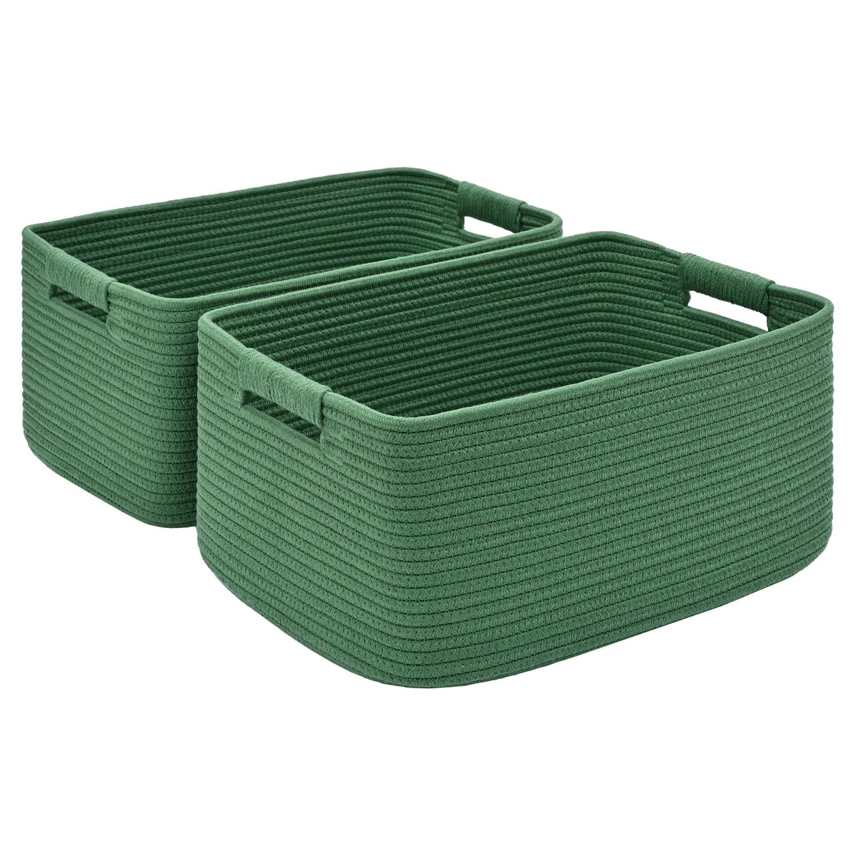 2 Pack Large Storage Basket for Organizing, 17.5"x13"x7" Woven Basket for Shelves, Closet Cube Storage Bins with Wrapped Handle, Cotton Rope Baskets for Kitchen, Clothes, Toys (Natural)