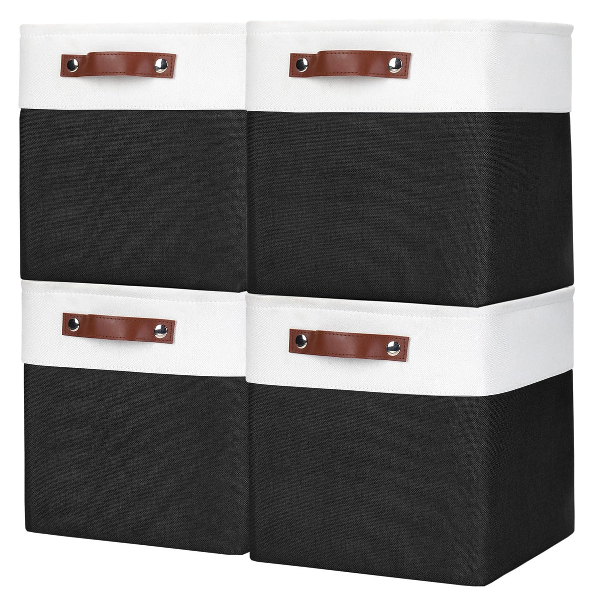Bagnizer Storage Bins Large Fabric Storage Baskets for Shelves 3 Pack, Decorative Linen Closet Baskets with Handles for Organizing, Shelf, Clothes, Home, Office, 15x11x9.5Inches (Grey&White)