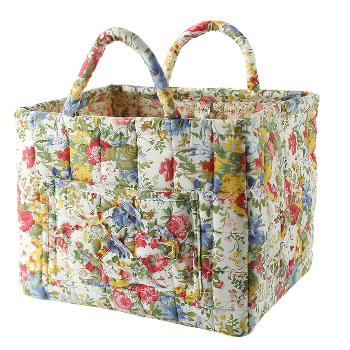 vctops Boho Fabric Quilted Storage Basket for Organizing, Basket Organizer Gift Baskets with Handles, Storage Bins for Toys, Books, Towels, and Clothes, Collapsible Fabric(Pattern F,13"x10.6"x10")