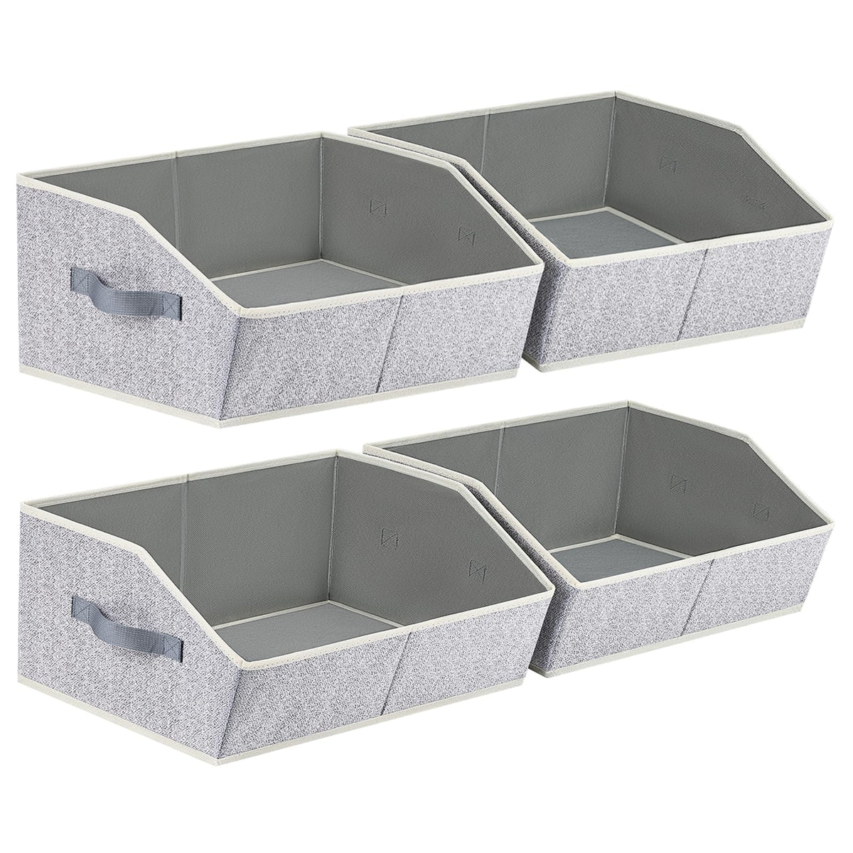 Homsorout Closet Organizers Bins 6 Packs - Large Closet Shelf Organizer with Handles, Fabric Trapezoid Storage Bins, Collapsible Storage Cubes for Clothes, Towels, Light Gray