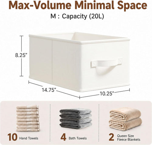 3-Pack Closet Storage Bins, Foldable Fabric Storage Baskets, Beige