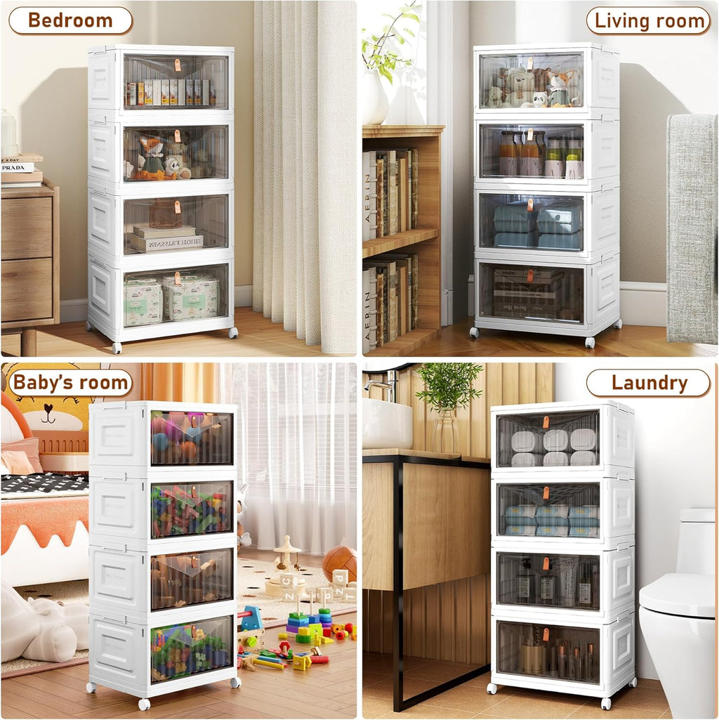 Wise Oannes Closet Organizers and storage with Wheels, 23QT White
