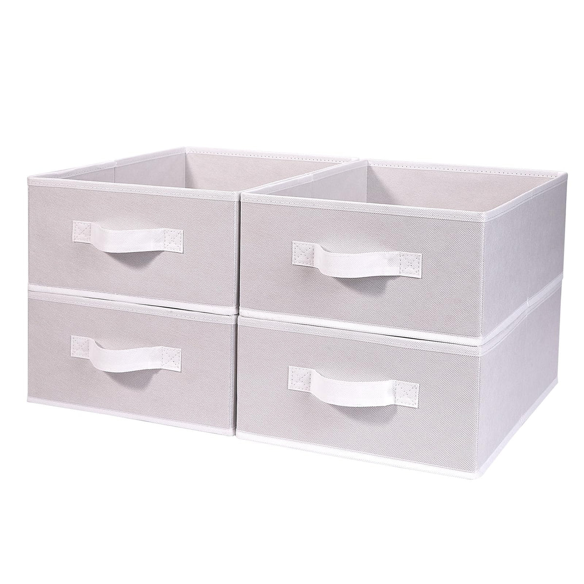 Clothings Collapsible Storage Bins, Foldable Drawer Organizers Closet Storage Baskets Cube Storage Bin for Bedroom Living Room (4 Pack, Grey, 15.4x11.4x5.5inch)