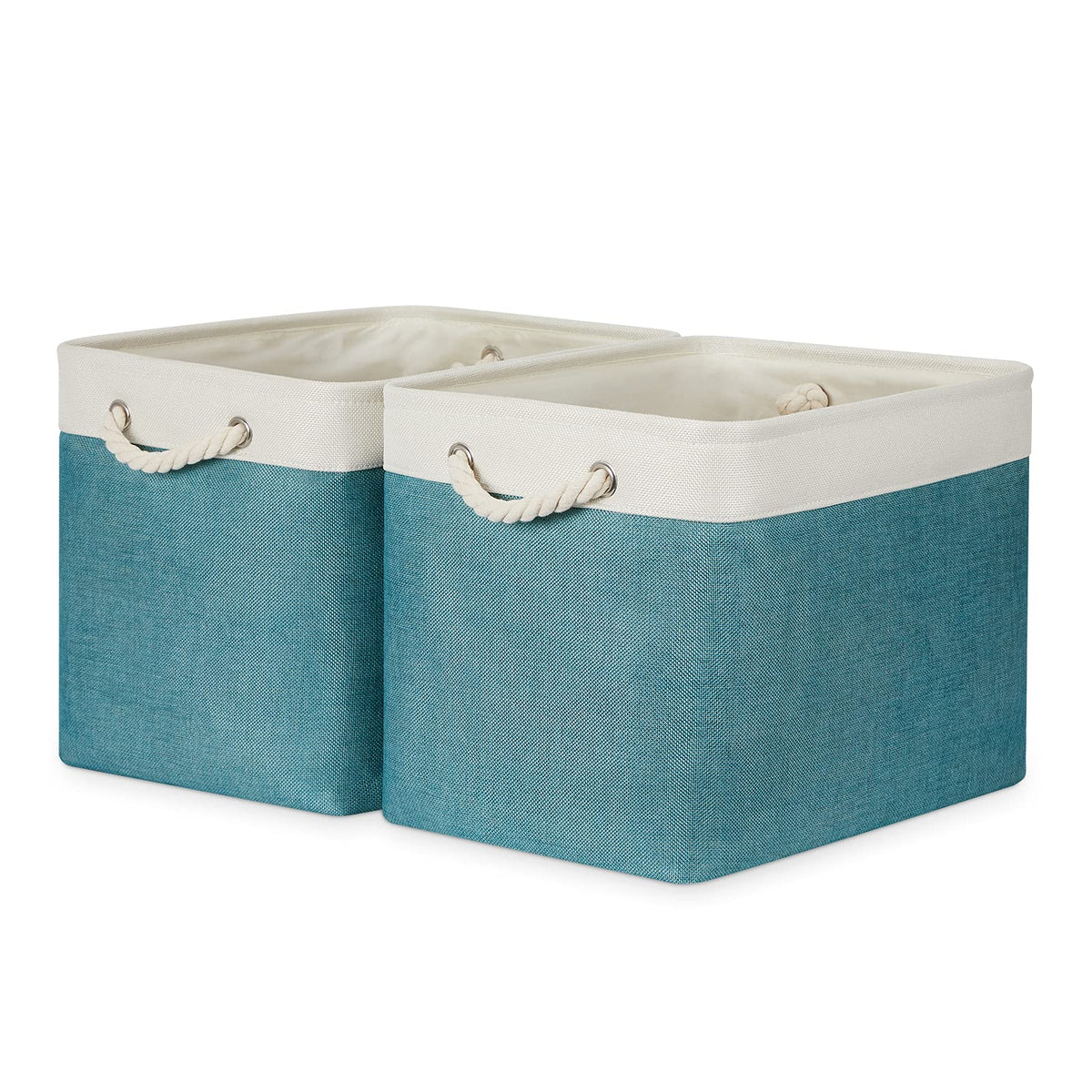 Bidtakay Baskets Set of 3 Storage Baskets for Organizing Large Fabric Storage Bins for Shelves Decorative Canvas Bins Collapsible Empty Baskets for Closet,Nursery,Clothes,Toys,Shoes(White&Grey)