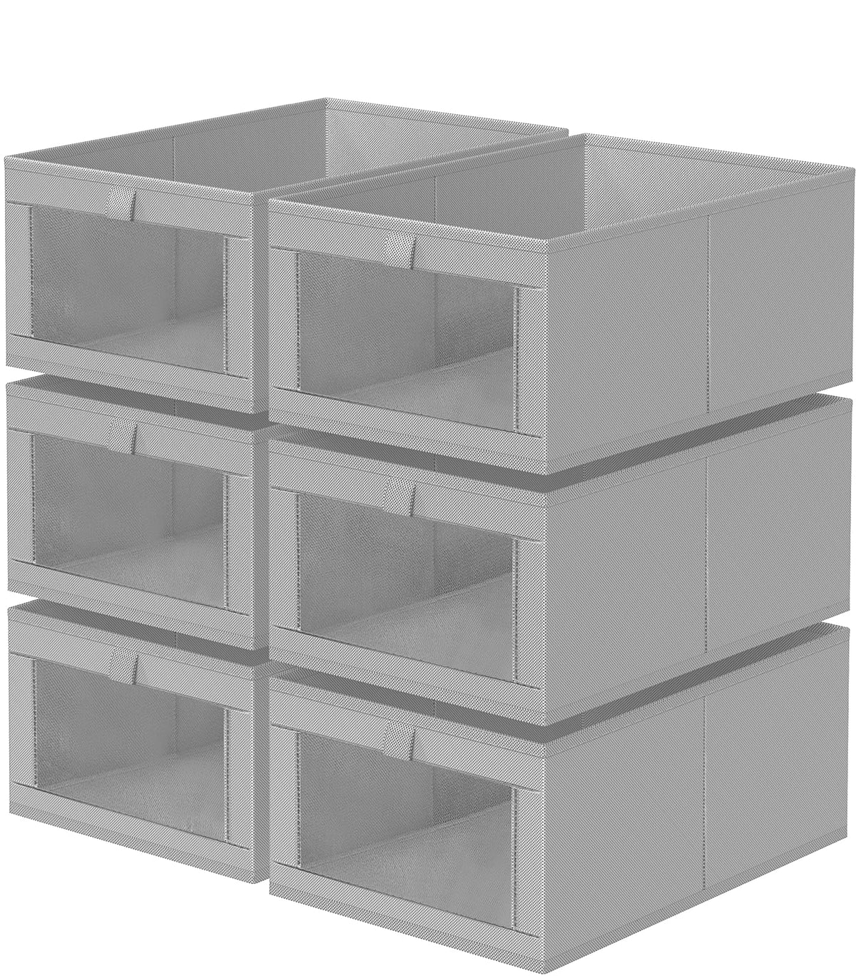 Criusia 6 Pack Linen Closet Organizers and Storage, Large Linen Closet Baskets for Organization, Foldable Storage Containers for Clothing, Towels, Toys, Jeans, Books, Shelves, Beige