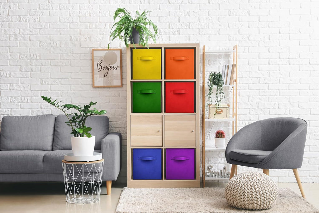 Sorbus 6-Pack Fabric Storage Cubes (11 Inch, Deep Rainbow)