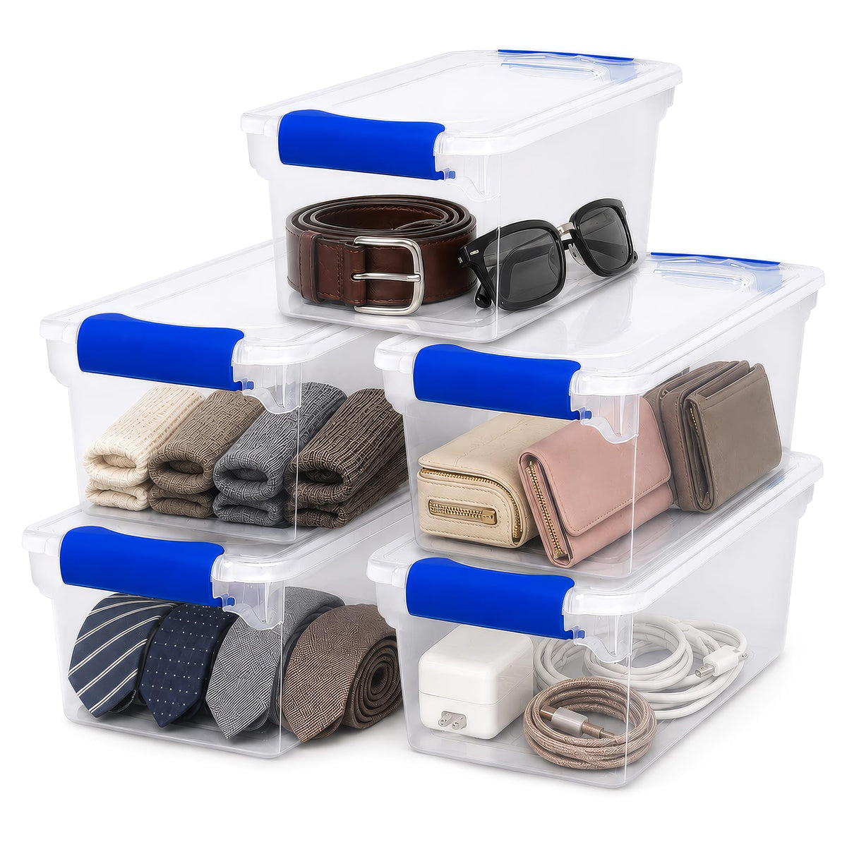 HOMZ Clear Plastic Storage Bins w/Latching Lid, 66 Qt, Gray Latch, 2 Pack