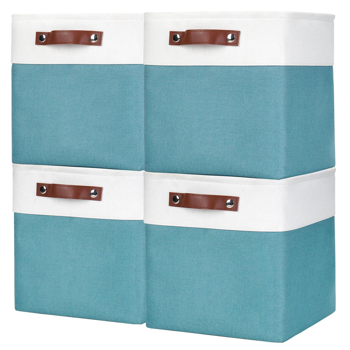 Bagnizer Storage Bins Large Fabric Storage Baskets for Shelves 3 Pack, Decorative Linen Closet Baskets with Handles for Organizing, Shelf, Clothes, Home, Office, 15x11x9.5Inches (Grey&White)