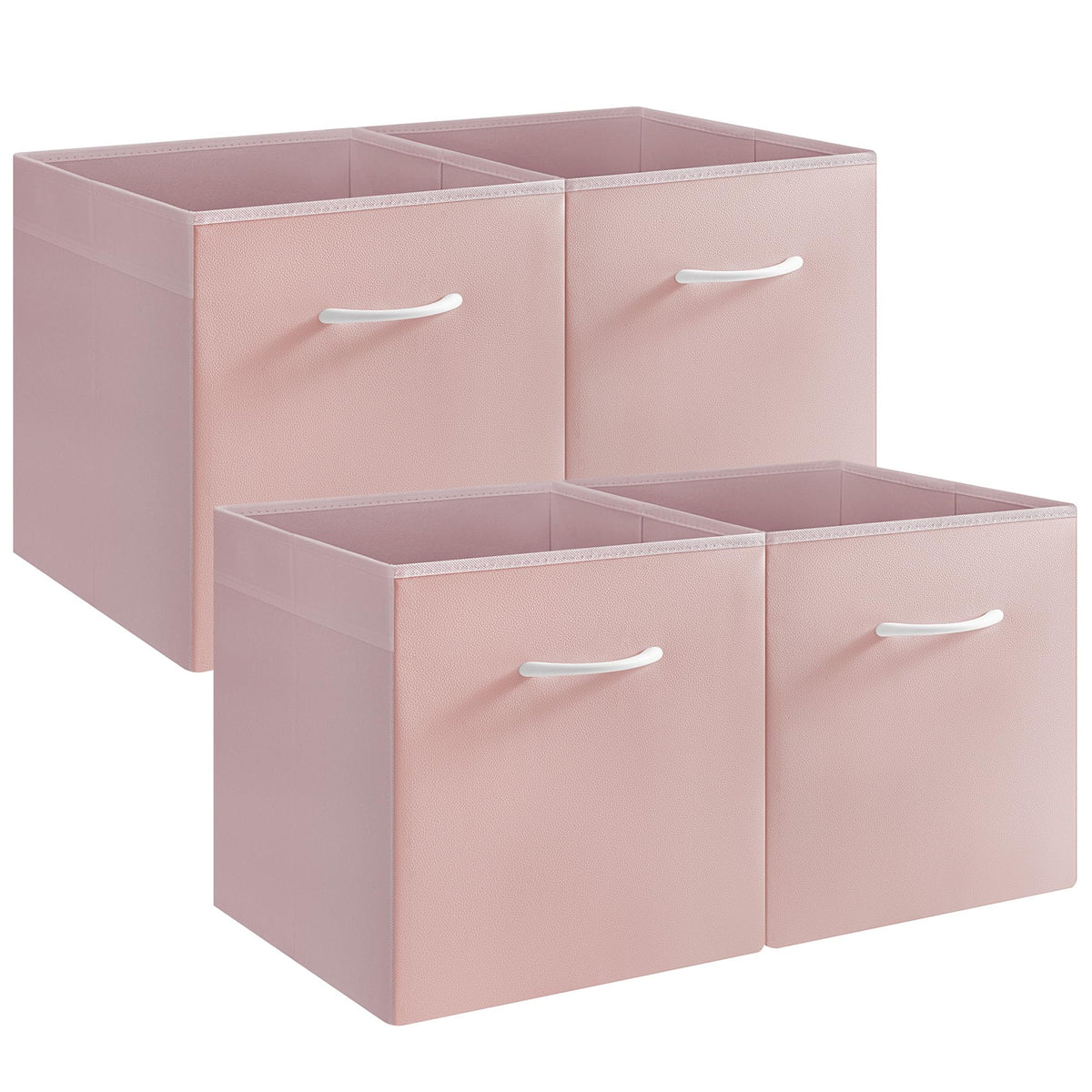 StorageWorks Black Storage Bins, Leather Storage Baskets, Large, 4-Pack
