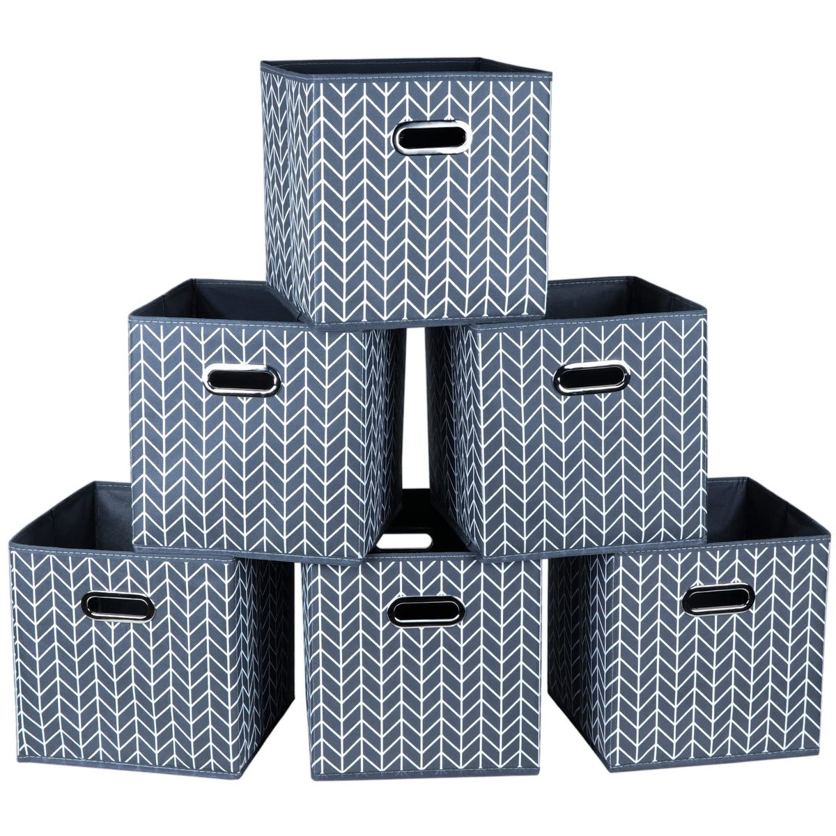 Fabric Cloth Storage Bins,Cube Organizer with Dual Handles Foldable Baskets for Home Bedroom,Set of 3, Black