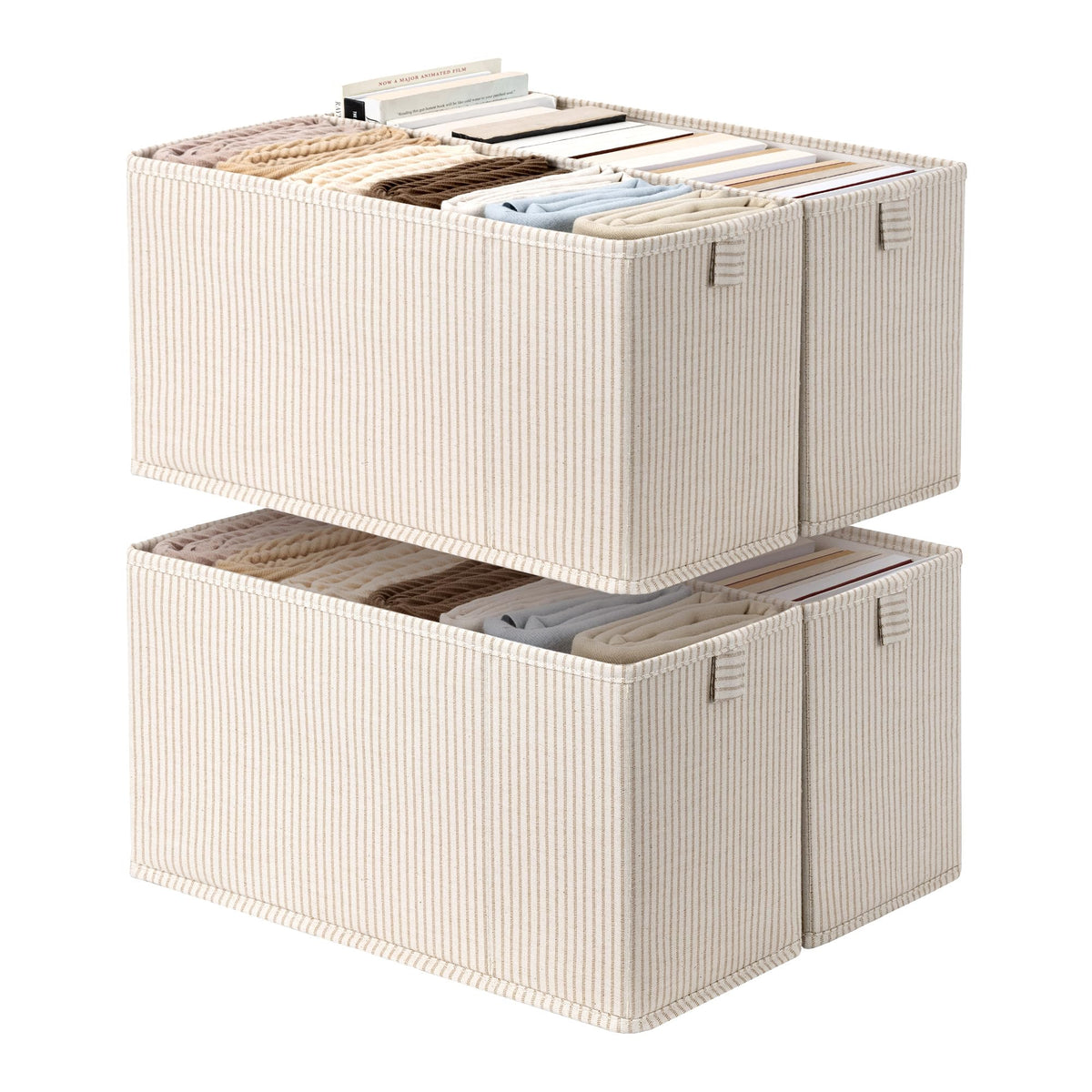 StorageWorks Narrow Closet Baskets, 6¼"Lx14¾Wx8¼H, 4-Pack, Brown&Beige