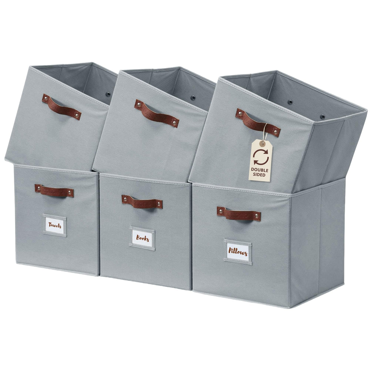 DECOMOMO Storage Bins, Cube Storage Bin with Labels