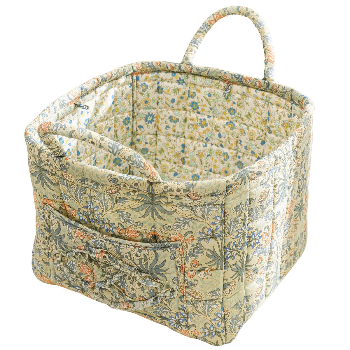 vctops Boho Fabric Quilted Storage Basket for Organizing, Basket Organizer Gift Baskets with Handles, Storage Bins for Toys, Books, Towels, and Clothes, Collapsible Fabric(Pattern F,13"x10.6"x10")