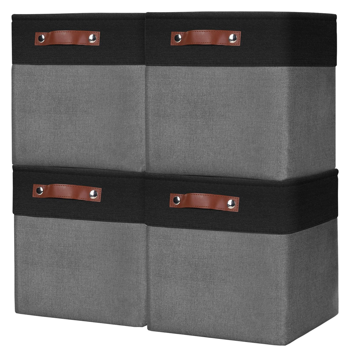 Bagnizer Storage Bins Large Fabric Storage Baskets for Shelves 3 Pack, Decorative Linen Closet Baskets with Handles for Organizing, Shelf, Clothes, Home, Office, 15x11x9.5Inches (Grey&White)