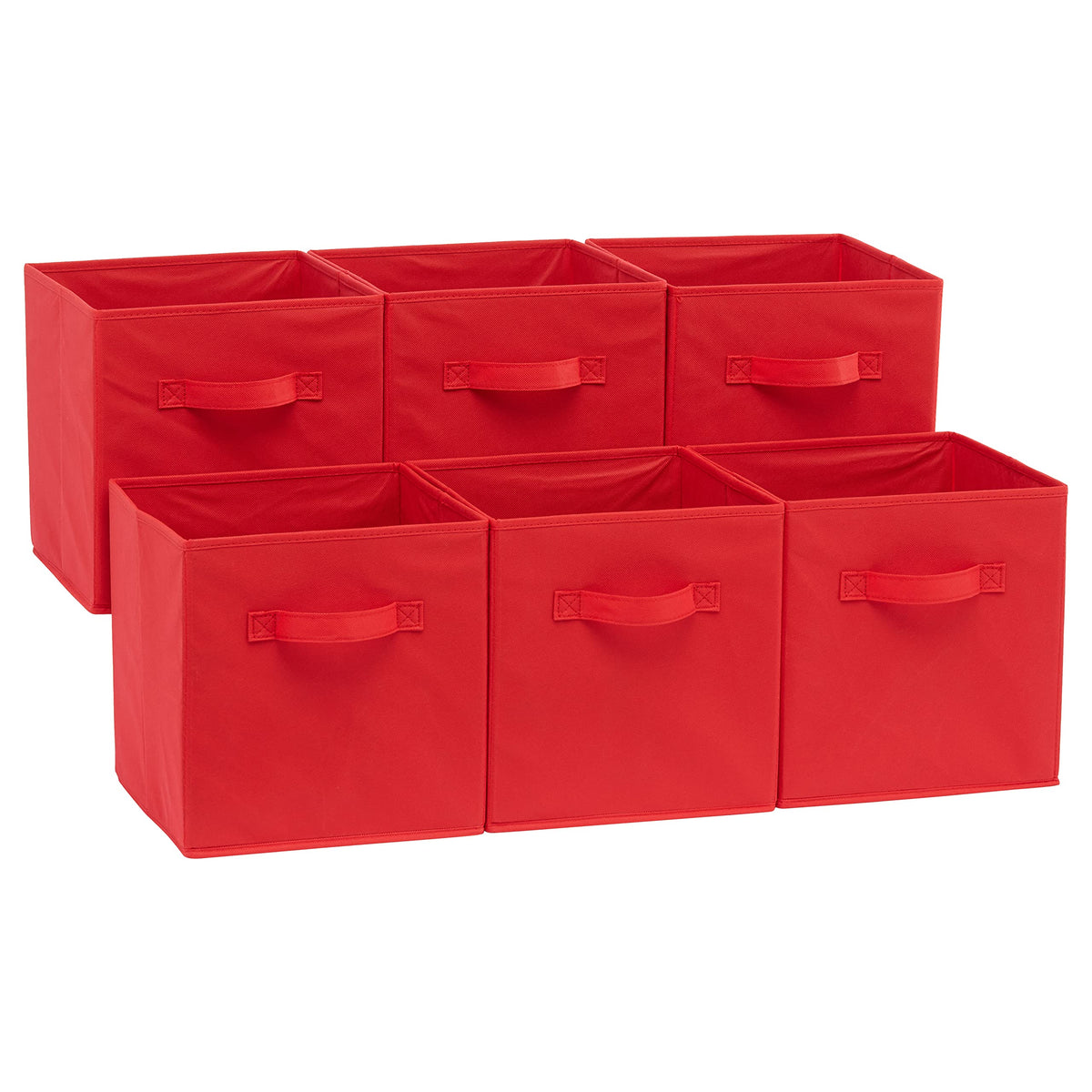 Amazon Basics Collapsible Fabric Storage Bins with Handles, Cube Organizer, Lightweight Fabric, 10.5"x10.5"x11", Brown, 6-Pack