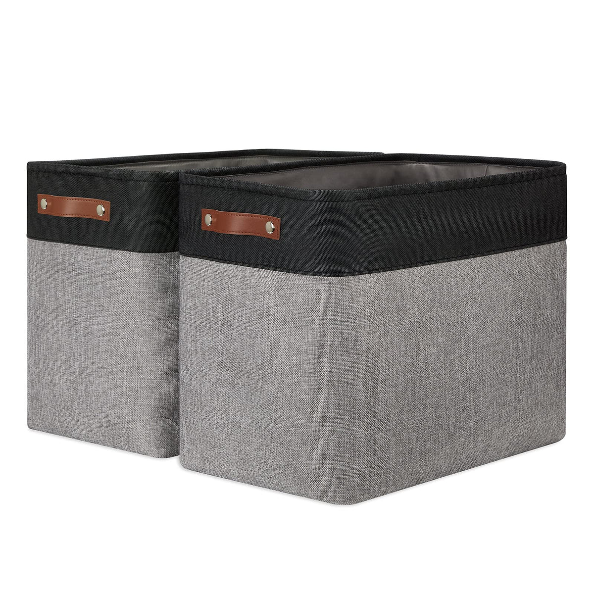 DULLEMELO Extra Large Storage Baskets, Fabric Storage Bins for Organizing Shelves Nursery Toys Books, Closet Baskets and Bins with Handles, Black&Grey, 2-Pack