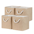 Temary Cube Storage Baskets for Shelves 12 Inch Storage Cubes 4pack Fabric Storage Baskets for Organizing Clothes, Closet Basket with Rope Handles for Home (White&Green)