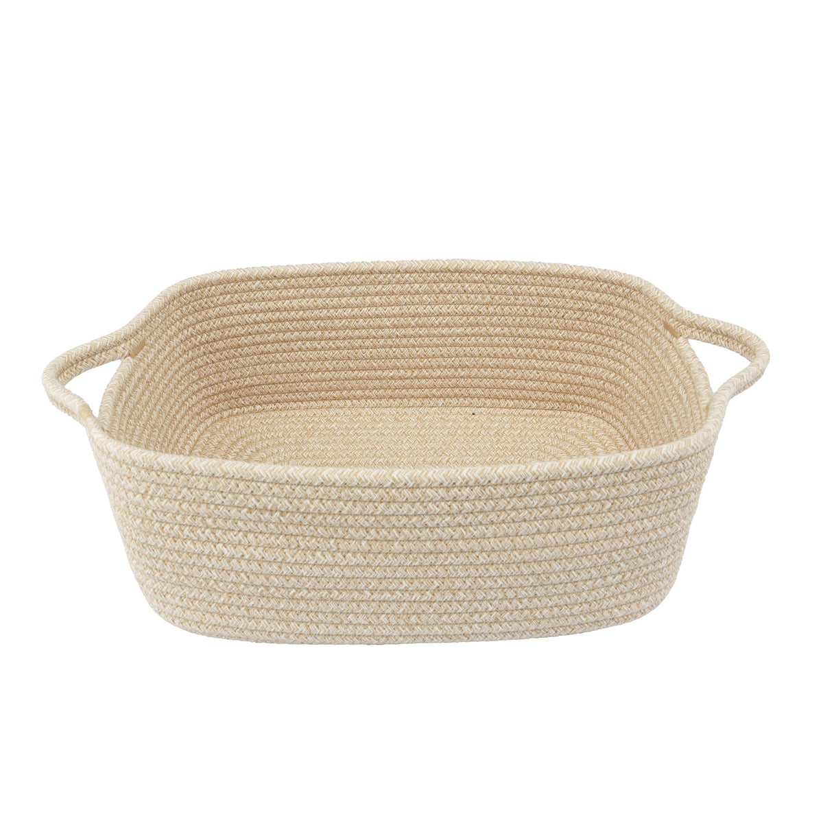 XUANGUO Medium Woven Cotton Rope Storage Basket with Handles, Rust