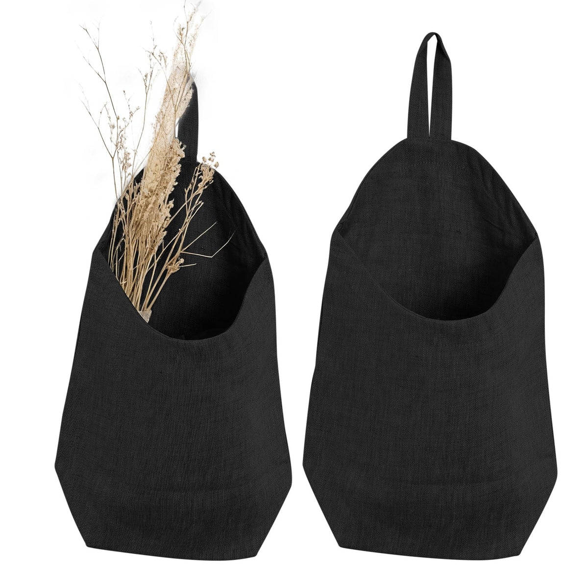 100% Linen Hanging Storage Bags Baskets 2 Pcs, Small Wall Storage Bag for Kitchen, Bedroom, RV Camper Organizer, Sewing Room, Nursery Storage, Kids Room, Linen