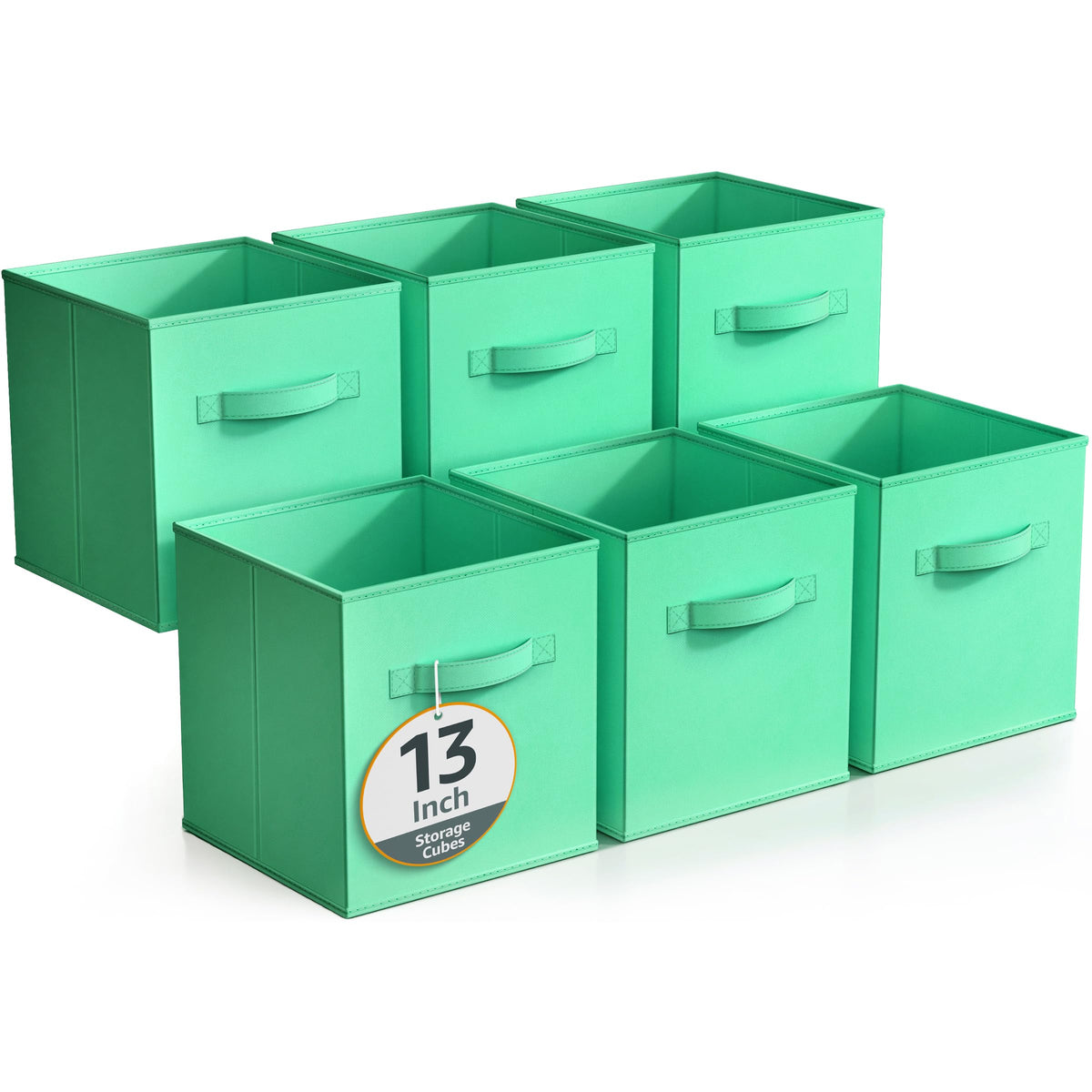 Sorbus Fabric Storage Cubes, 6-Pack Foldable Bins (11 Inch, Dark Green)