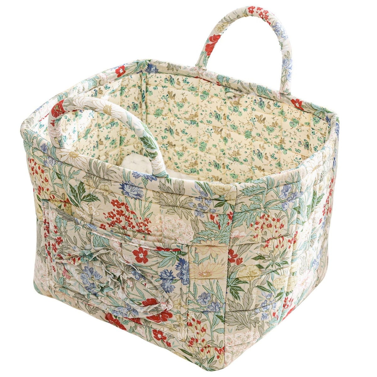 vctops Boho Fabric Quilted Storage Basket for Organizing, Basket Organizer Gift Baskets with Handles, Storage Bins for Toys, Books, Towels, and Clothes, Collapsible Fabric(Pattern F,13"x10.6"x10")