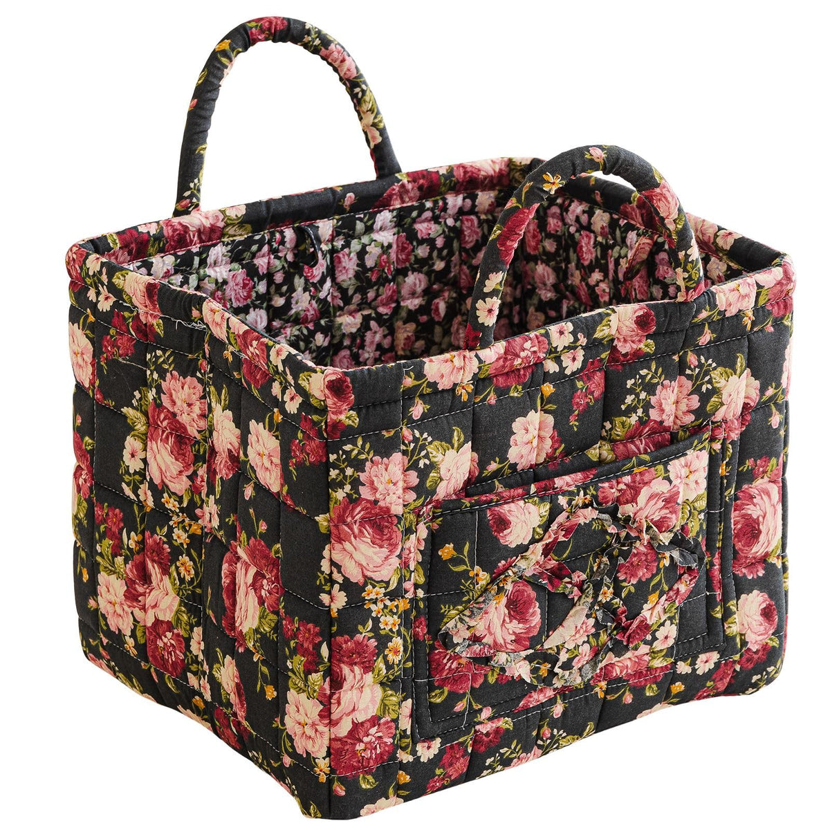 vctops Boho Fabric Quilted Storage Basket for Organizing, Basket Organizer Gift Baskets with Handles, Storage Bins for Toys, Books, Towels, and Clothes, Collapsible Fabric(Pattern F,13"x10.6"x10")