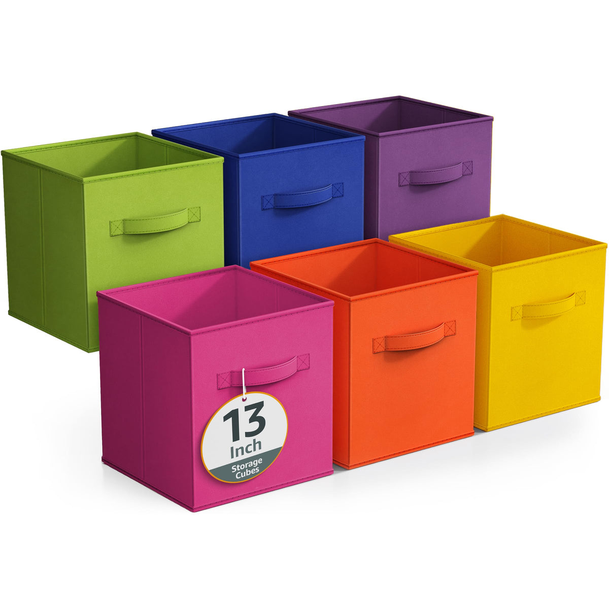 Sorbus 6-Pack Fabric Storage Cubes (11 Inch, Deep Rainbow)