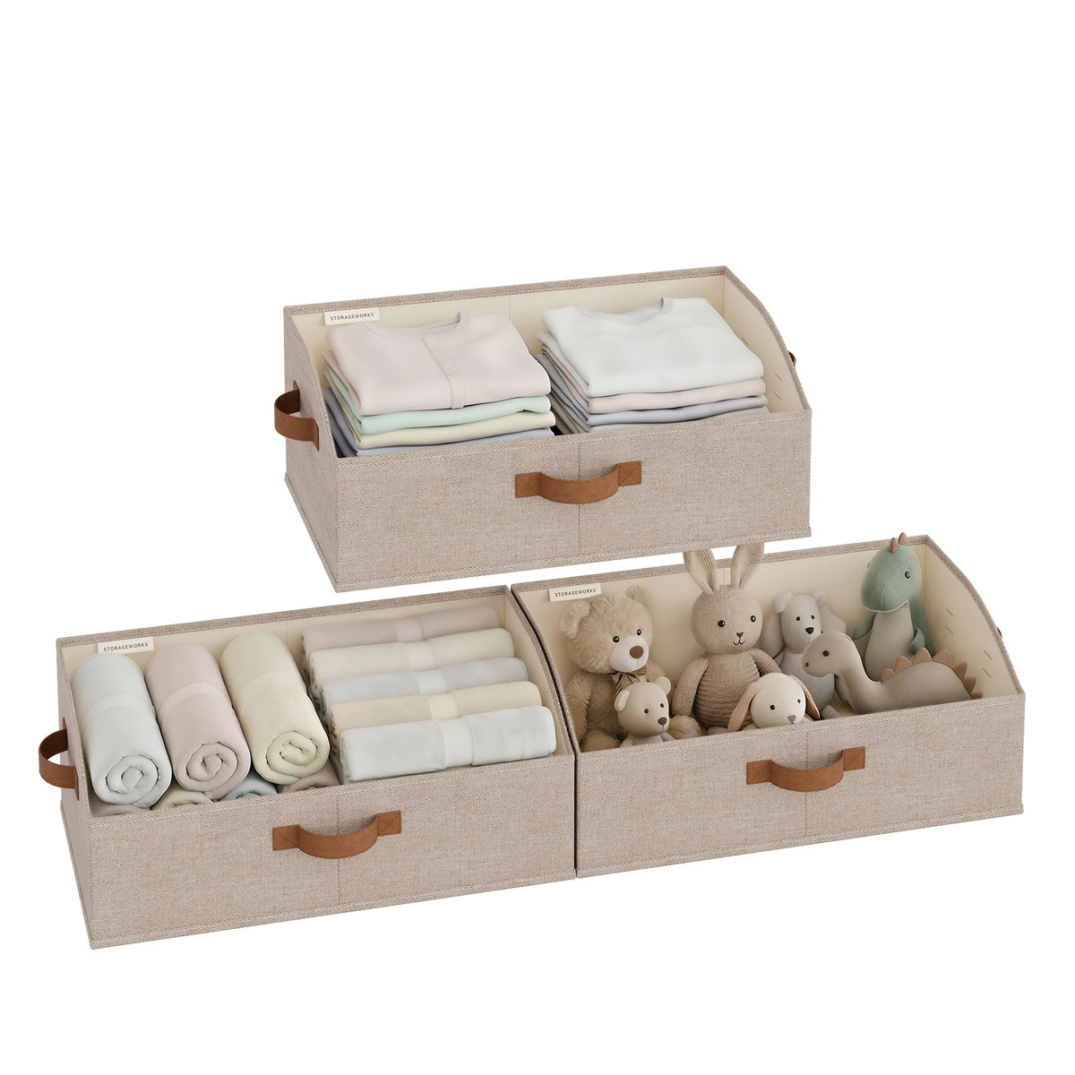 StorageWorks Closet Storage Bins Trapezoid, Beige, Small, 3-Pack