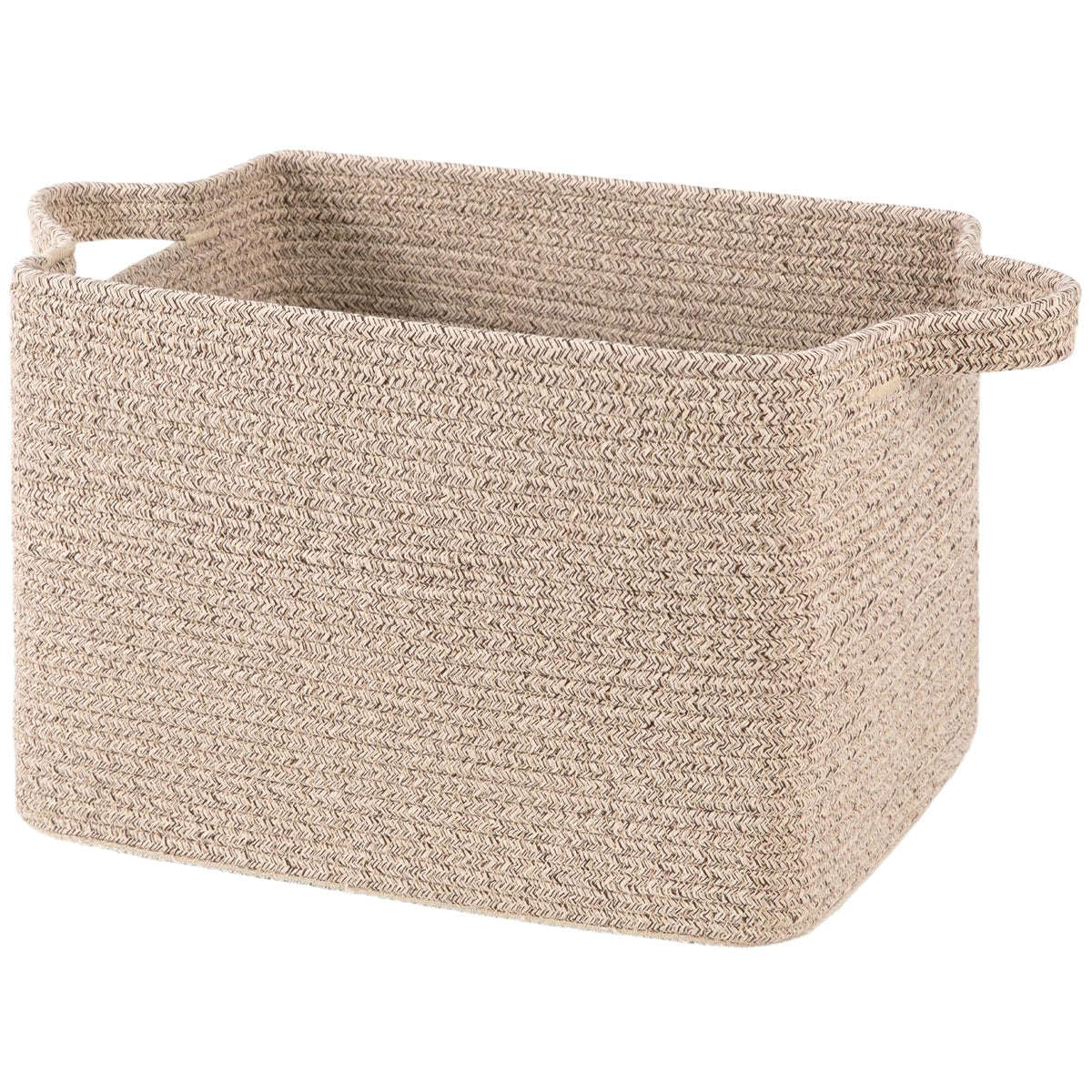 OIAHOMY Woven Storage Basket, Small Baskets for Organizing Brown & White