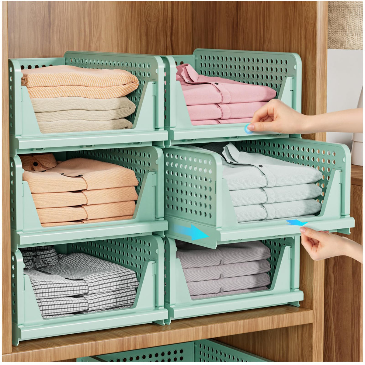 Upgraded Closet Organizers and Storage, Stackable Closet Organizer Basket
