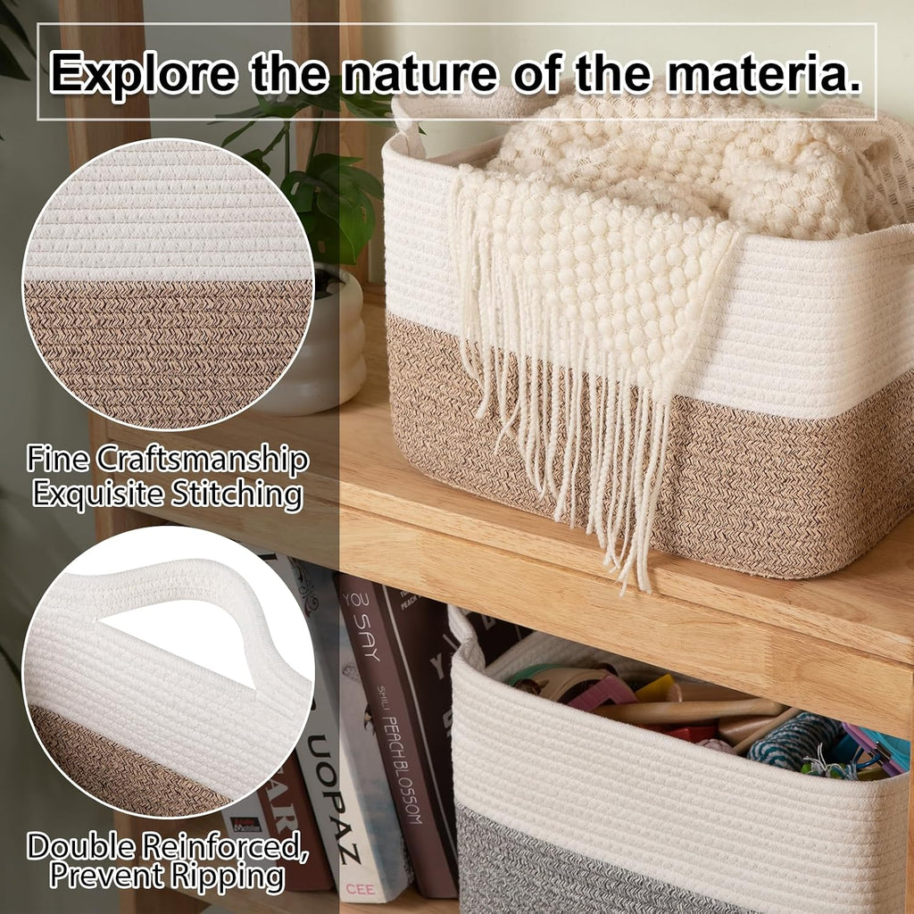 OIAHOMY 30L Woven Storage Basket for Shelves Baskets for Organizing Brown