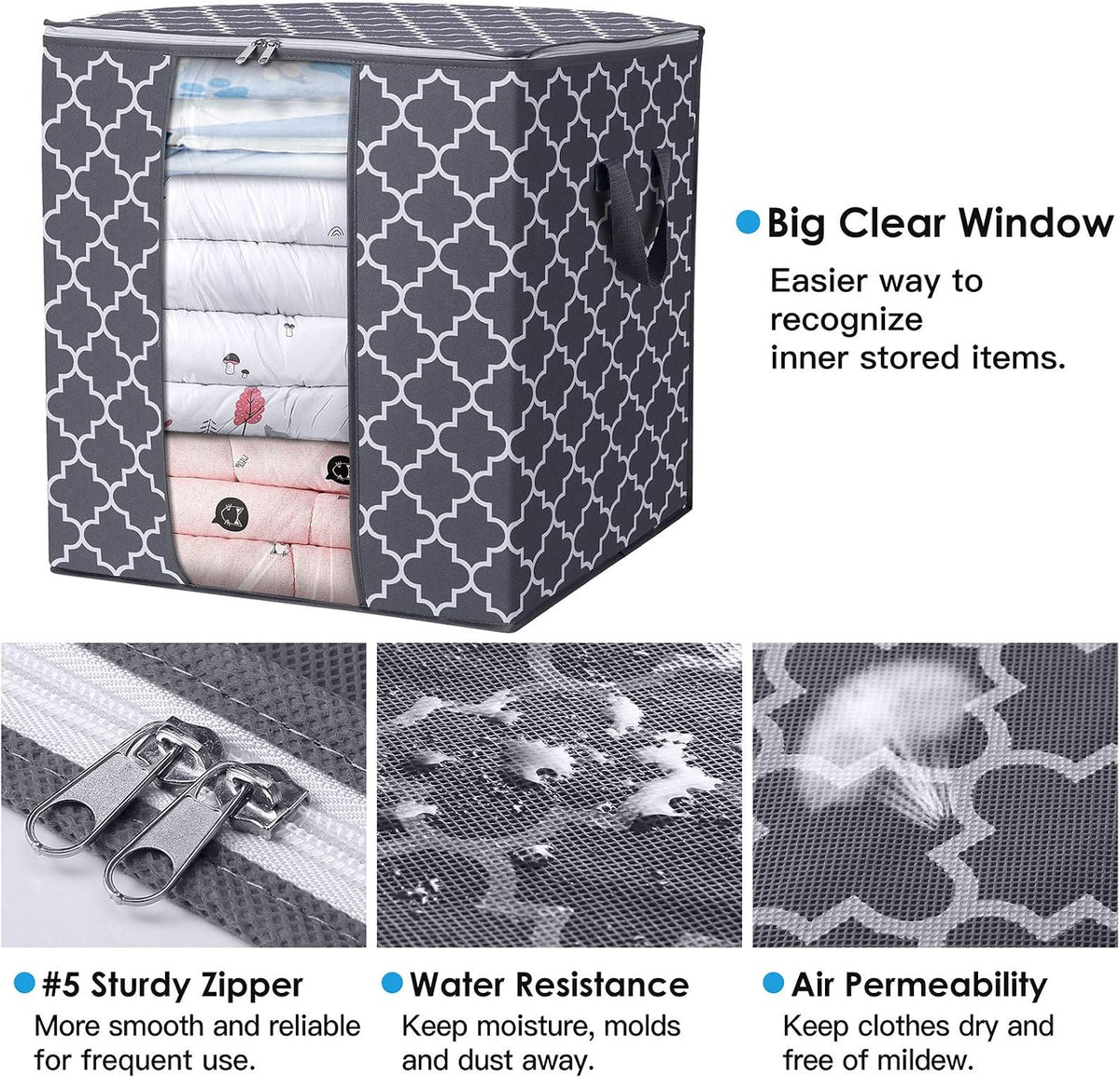Storage Bags 3 Pack 100L Clothes Organization and Storage Containers