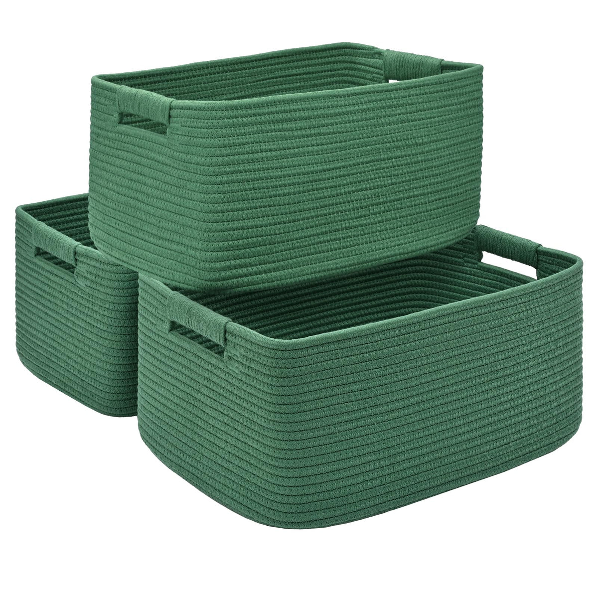 2 Pack Large Storage Basket for Organizing, 17.5"x13"x7" Woven Basket for Shelves, Closet Cube Storage Bins with Wrapped Handle, Cotton Rope Baskets for Kitchen, Clothes, Toys (Natural)