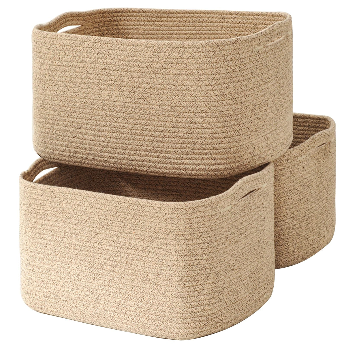 ICERZCZ Storage Baskets for Organizing Shelves 15x11x9.5 Off White 3 Packs
