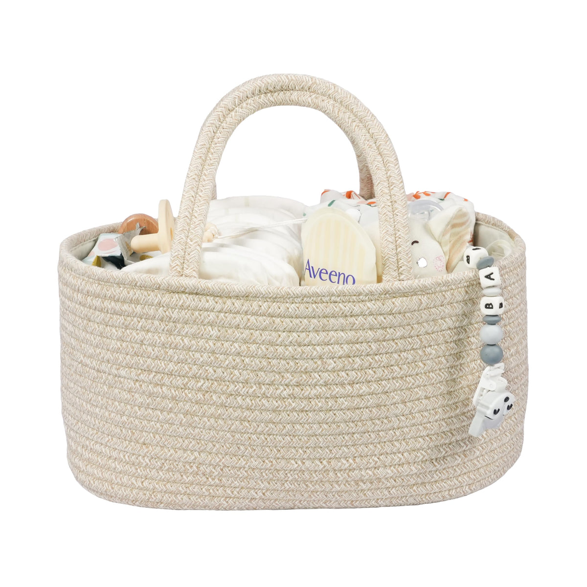XUANGUO Cotton Rope Baby Diaper Caddy Organizer Basket Light Green