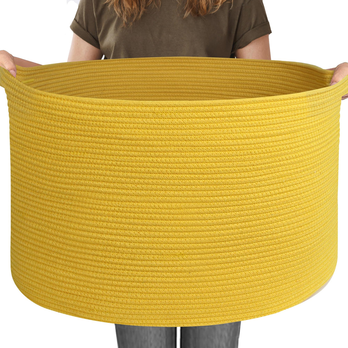 MEGASKET Large Black Blanket Basket, 22" X 22" X 14" Woven Rope Bin for Storage, Kids Dog Toy Storage Box Organizer Bins, Blanket Holder for Living Room, Decorative Wicker Basket for Organizing