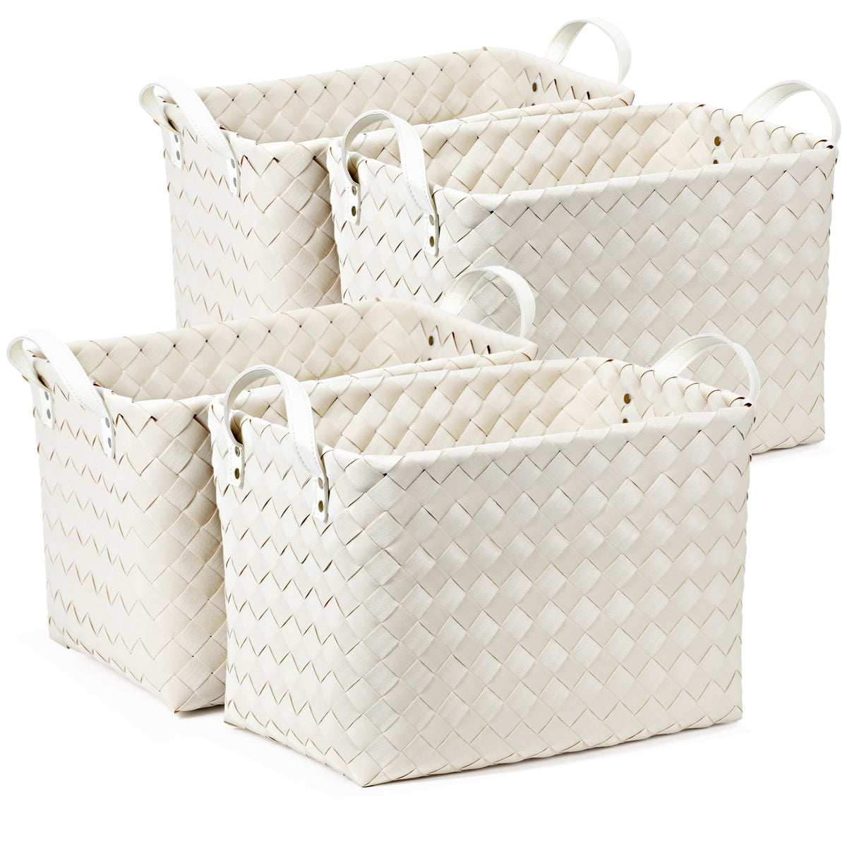 BROWNLILY Handwoven Wicker Storage Baskets, Pack of 4, Brown