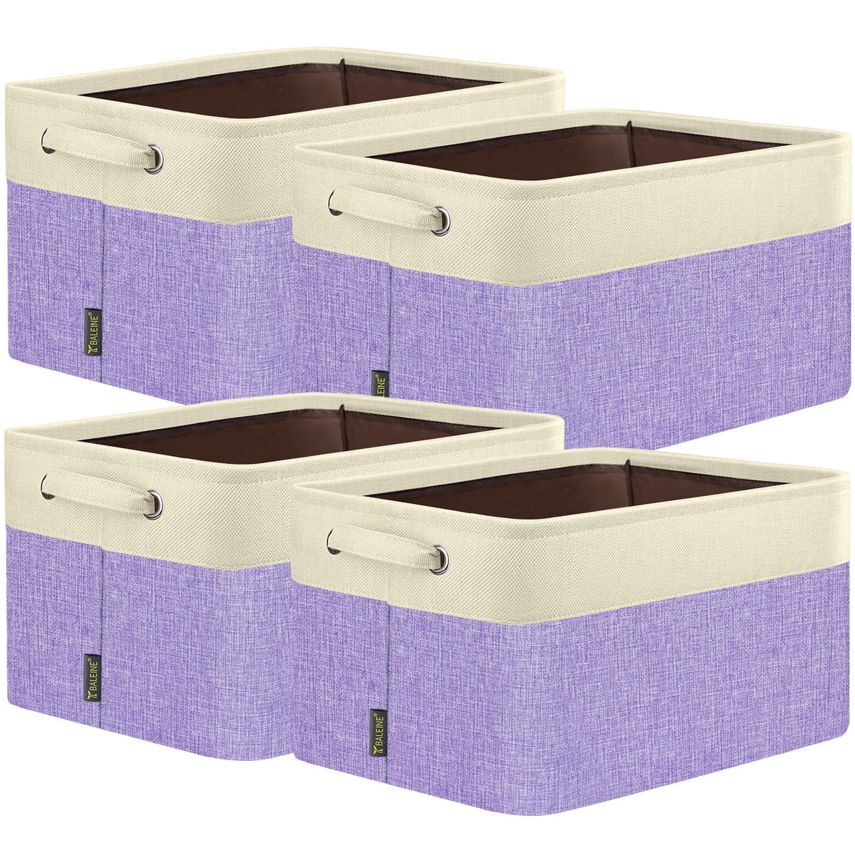 BALEINE 3 Pack Fabric Closet Storage Bins for Shelves, Linen Closet Organizers and Storage, Decorative Baskets for Organizing, Shelf, Clothes, Home, Office (Grey, 15"x11"x9.5")